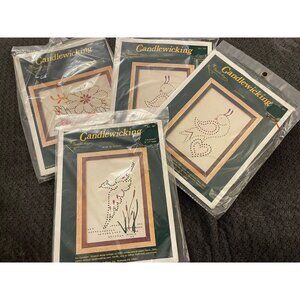 Set Of 4 Candlewicking Kits Birds Flowers 5x7 OC18